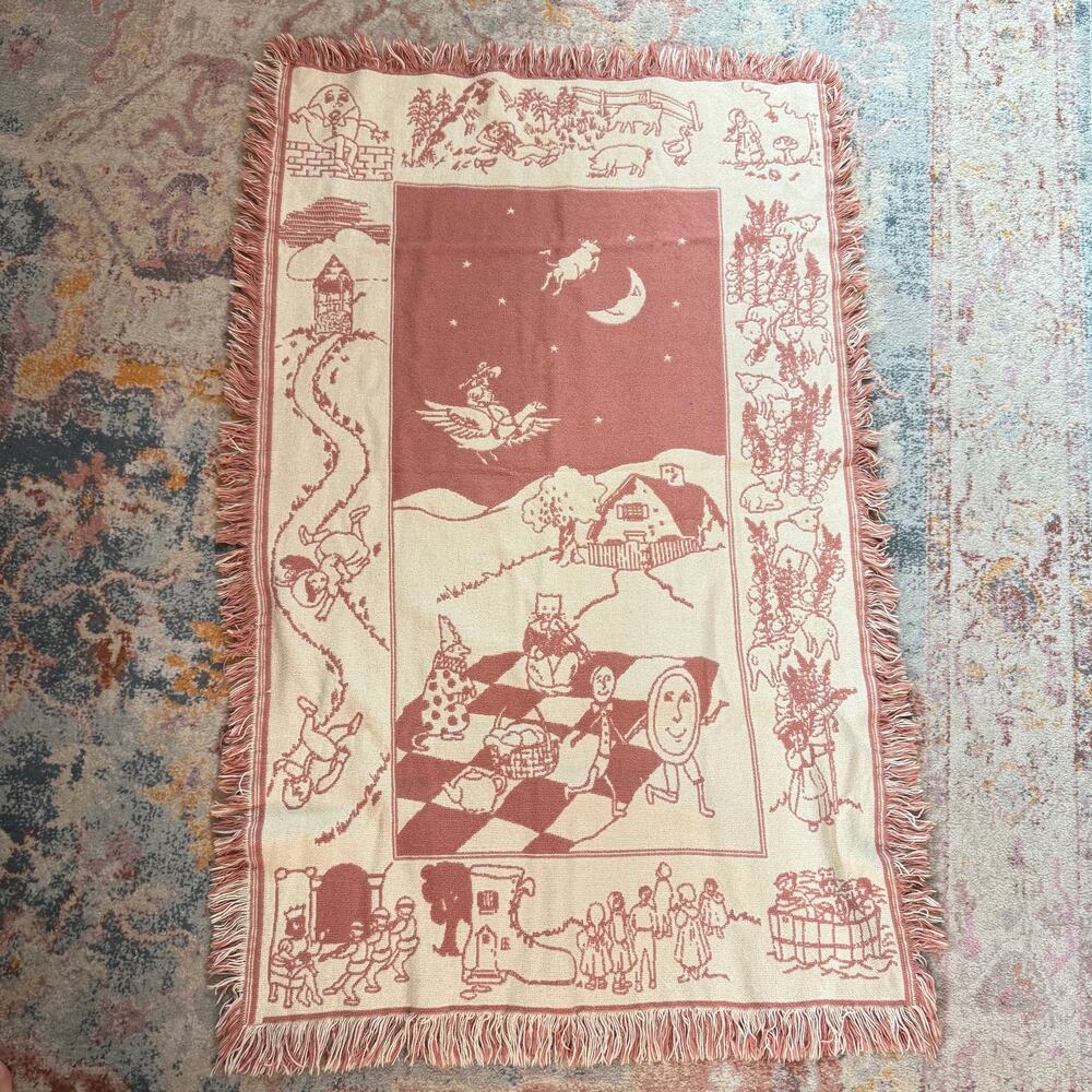 Vintage 90s nursery rhyme small tapestry throw blanket